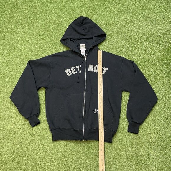 Pure Detroit Detroit Hoodie Full Zip Black Hoodie Sweatshirt Size Medium - Picture 3 of 5